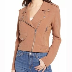 Anthropologie Blank NYC Moto jacket Sz S buckles zippers cotton